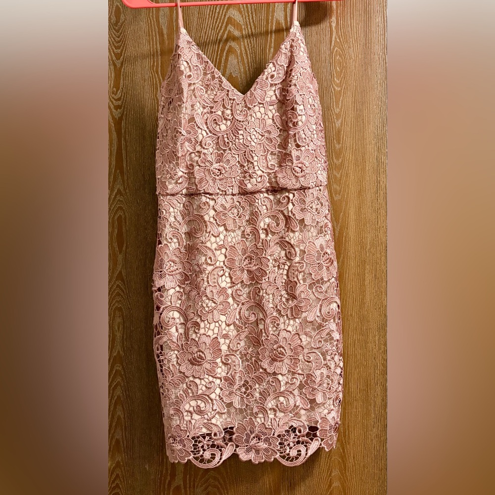 Express Pink Lace Midi Dress